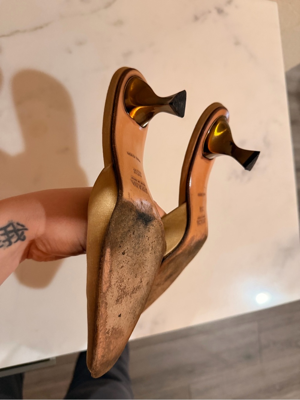 Prada Satin Brown Slip-On Kitten Heel Mules - Picture 7 of 10